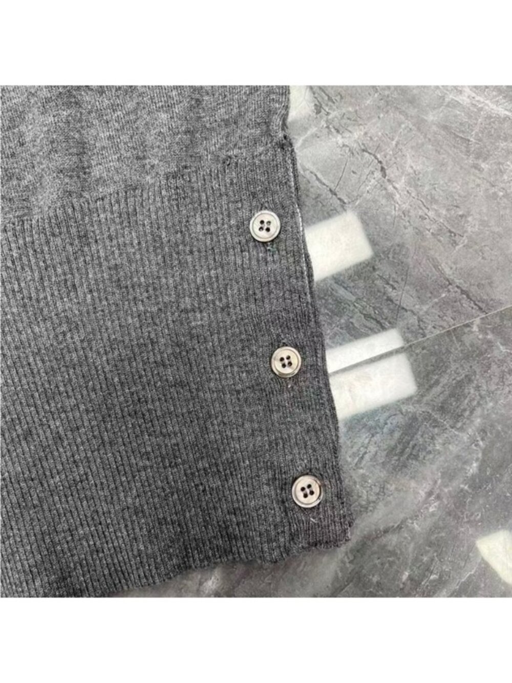 THOM BROWNE Four-Stripe Summer Knit Sweater, Crew Neck, Short Sleeve, Women's - Picture 6 of 9